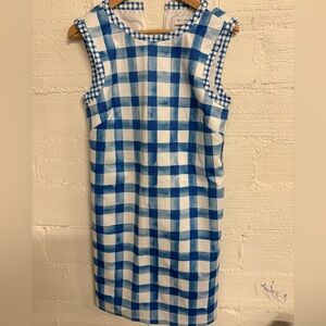 Molly Moorkamp Blue Checkered Mini Dress